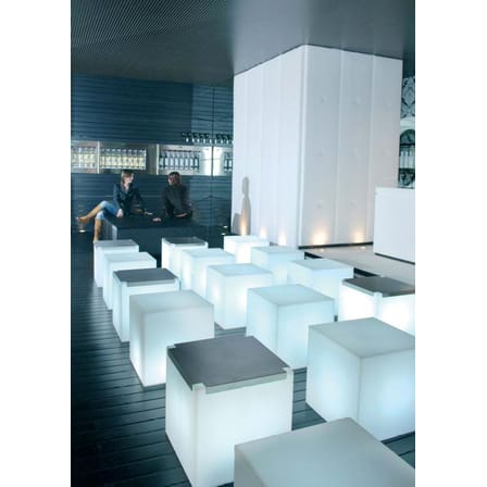 Table d'appoint lumineuse Cubo OUTDOOR plastique blanc / 43 cm - Avec câble - Slide