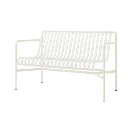 Banc avec dossier Palissade Dining métal blanc / L 128 cm - Bouroullec, 2016 - Hay