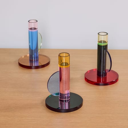 Bougeoir Astro verre rose - HÜBSCH