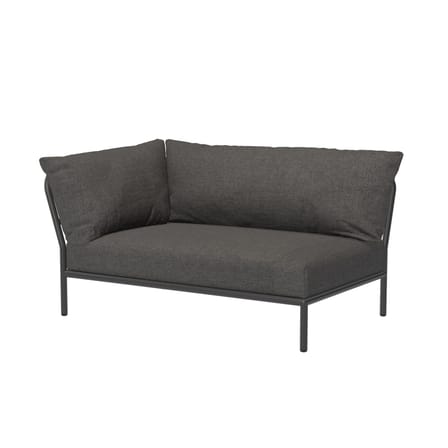 Canapé de jardin modulable Level 2 tissu gris / Dossier extra moelleux - Angle gauche - L 139 x P 92,5 cm - Houe