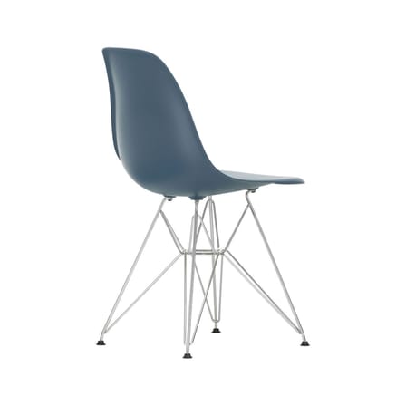 Chaise RE DSR - Eames Plastic Side Chair plastique bleu / (1950) - Pieds chromés / Recyclé - Vitra