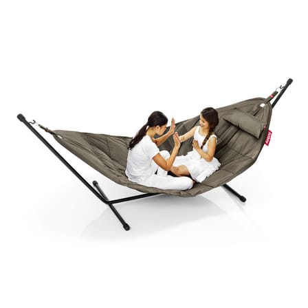 Hamac avec support Headdemock Deluxe gris / Polyester - Avec coussin & housse - Fatboy