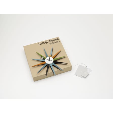 Horloge Sunburst Clock bois multicolore / By George Nelson, 1948-1960 / Ø 47 cm - Vitra