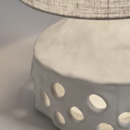 Lampe de table Oya 02 tissu céramique beige / Grès & tissu - Ø 25 x H 42 cm - Serax