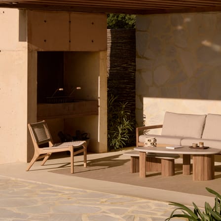 Lounge Sessel Jack Woven Outdoor holz kunstfaser beige / Seil - Ethnicraft