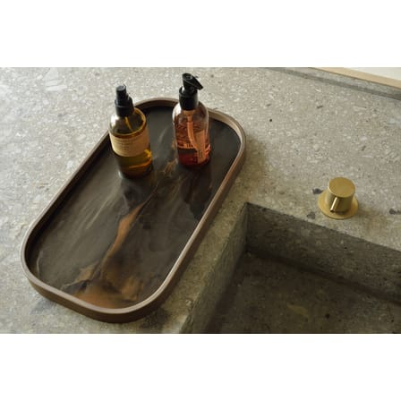 Plateau Organic verre marron / 42 x 24 cm - peint main - Ethnicraft