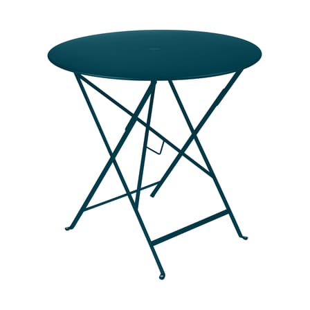 Table pliante Bistro métal bleu / Ø 77cm - Trou pour parasol - Fermob