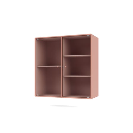 Rangement mural Ripple II bois rose / Vitrine - L 69.6 x P 30 x H 69,6 cm / Verre ondulé - MONTANA