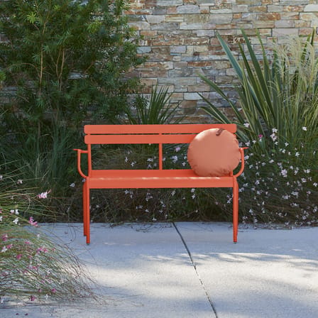 Banc avec dossier Luxembourg métal vert / 2 places - L 131 cm - Fermob