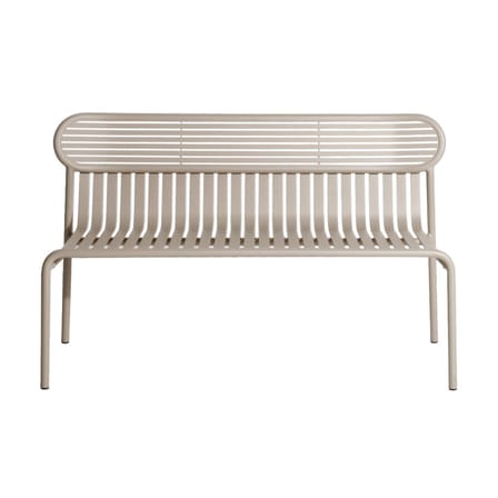 Banc avec dossier Week-end métal beige / Aluminium - L 121 cm - Petite Friture