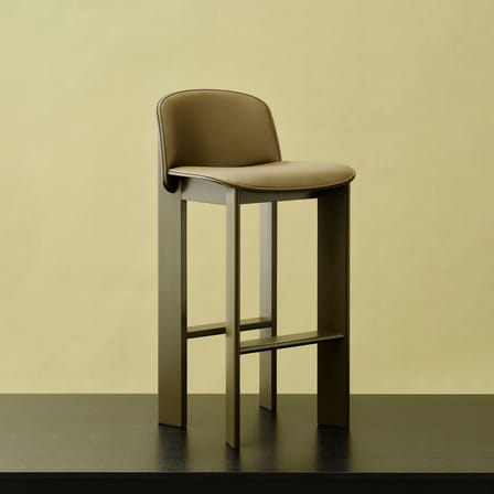 Chaise de bar Chisel 35 High / H 75 cm - Rembourrage cuir - Hay