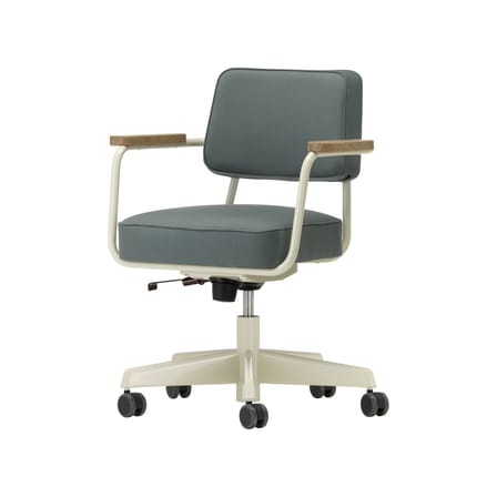Fauteuil à roulettes Fauteuil Direction Pivotant métal tissu vert gris / Jean Prouvé, 1951 - Vitra