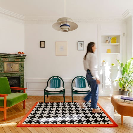 Pied de poule Rug textile multicoloured / 210 x 140 cm - Hand-tufted - COLORTHERAPIS