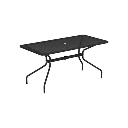 Table rectangulaire Cambi métal noir / 160 x 80 cm - Trou pour parasol - Emu
