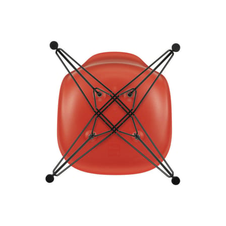 RE DSR - Eames Plastic Side Chair Chair plastic material red / (1950) - Black legs / Recycled - Vitra