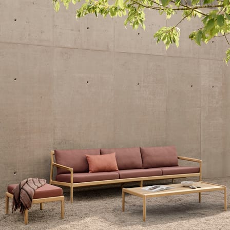 Divano da giardino a 3 posti Jack Outdoor tessuto legno rosso / L 265 cm - Teck - Ethnicraft