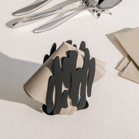 Porte-serviettes en papier Bark métal noir - Alessi