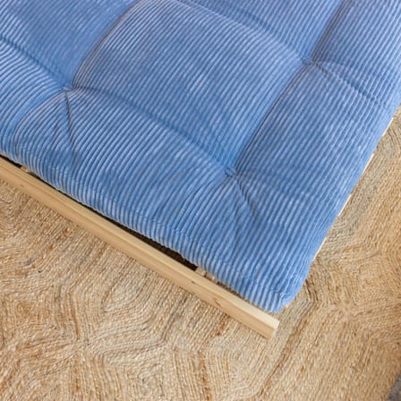 Divano convertibile Roots legno blu / L 140 cm - 3 posizioni / Struttura in pino chiaro - KARUP