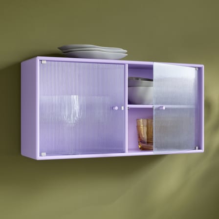 Rangement mural Ripple I bois violet / Vitrine - L 69,6 x P 20 x H 35,4 cm / Verre ondulé - MONTANA