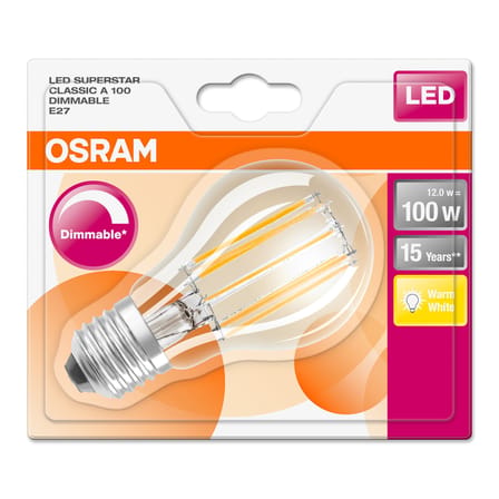 Ampoule LED E27 dimmable Classique A60 Clear / 11W (= 100W) - Blanc froid - Osram