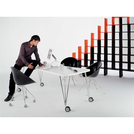 Table rectangulaire Max  / Bureau - Roulettes - L 160 cm / Laminé - Kartell
