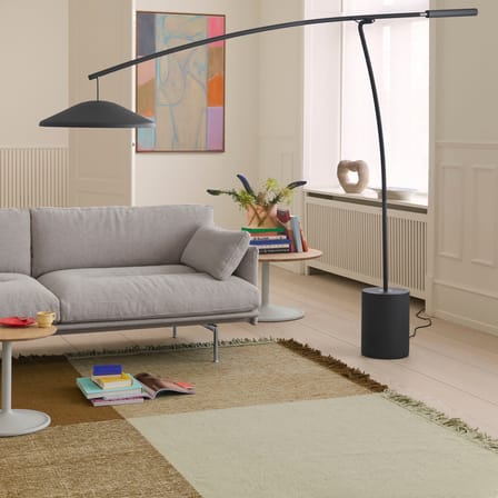 Canapé droit Outline Soft tissu gris / 3 places - L 220 cm - Muuto