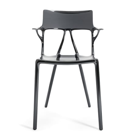 Fauteuil A.I plastique argent métal métallisé / Conçu par une intelligence artificielle - 100% recyclé - Kartell