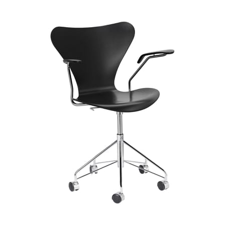Fauteuil pivotant Série 7 bois noir / Frêne teinté - Arne Jacobsen, 1955 - Fritz Hansen