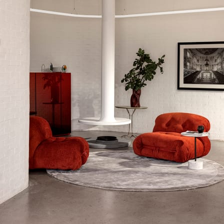 Gepolsterter Sessel Soriana textil blau / Afra & Tobia Scarpa, 1969 - Bouclé-Stoff - CASSINA