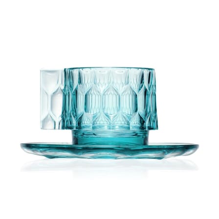 Kaffeetasse Jellies Family plastikmaterial blau / Set aus Tasse und Untertasse - Kartell