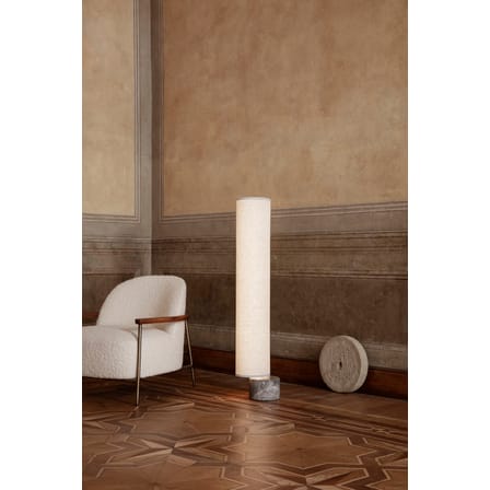 Lampadaire The Unbound LED tissu beige / H 120 cm - marbre / Pivotant - Gubi