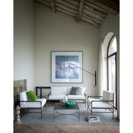 Poltrona imbottita Toscana metallo bianco grigio nero / Ferro & tessuto - Unopiu