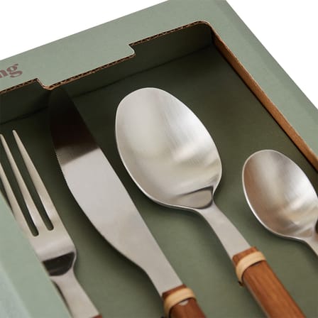 Ménagère 70s bois naturel / 16 pièces (4 personnes) - HK LIVING