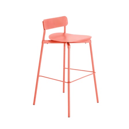 Tabouret haut empilable Fromme métal rose orange / H 75 cm - Aluminium - Petite Friture