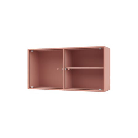 Rangement mural Ripple I bois rose / Vitrine - L 69,6 x P 20 x H 35,4 cm / Verre ondulé - MONTANA
