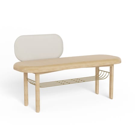 Banc rembourré Eustache tissu bois beige / L 120 cm - Velours - Hartô