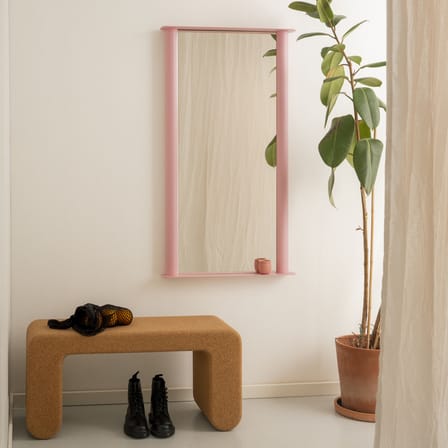 Miroir mural Pipeline Large métal rose / L 66 x H 117,5 cm - raawii