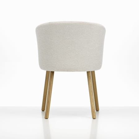 Poltrona imbottita Mikado tessuto beige / Piedi in legno - Vitra