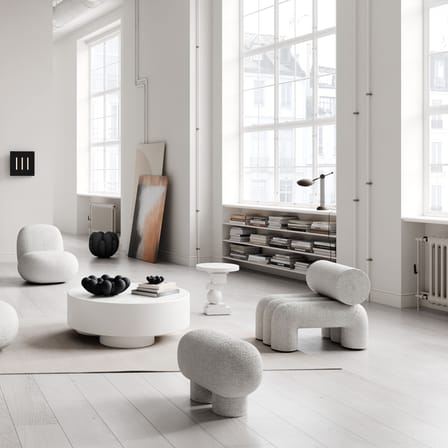 Pouf Big Foot Small blanc / L 70 cm - Tissu bouclé - 101 COPENHAGEN