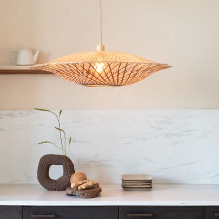 Sospensione Madura legno beige / Ø 60 x H 15 cm - Bambù - GOOD&MOJO