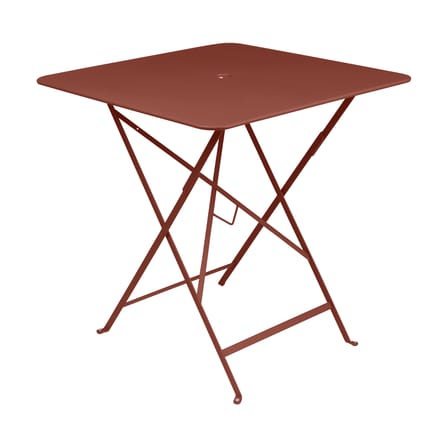 Table pliante Bistro métal rouge marron / 71 x 71 cm - Trou pour parasol - Fermob