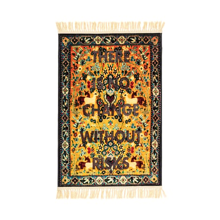 Tapis Burnt - Change  multicolore / 80 x 120 cm - Inscription obtenue par combustion - Seletti