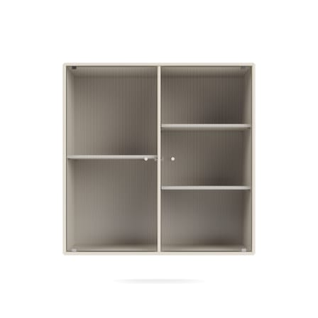 Rangement mural Ripple II bois blanc / Vitrine - L 69.6 x P 30 x H 69,6 cm / Verre ondulé - MONTANA