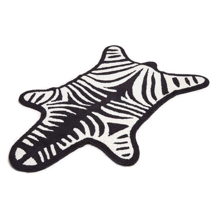 Badteppich Zebra textil weiß schwarz / Wendeteppich - 112 x 79 cm - Jonathan Adler