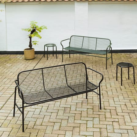 Banc avec dossier Vig métal vert / L 164 cm - Normann Copenhagen