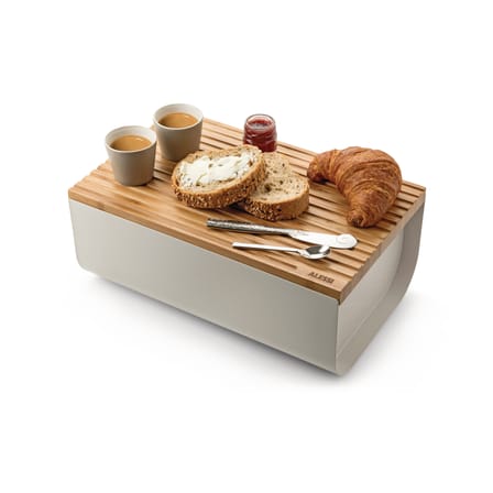 Boîte à pain Mattina métal bois gris / bambou - 34 x 21 cm - Alessi