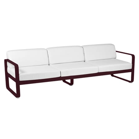 Canapé de jardin 3 places Bellevie métal tissu blanc violet / L 235 cm - Tissu blanc grisé - Fermob