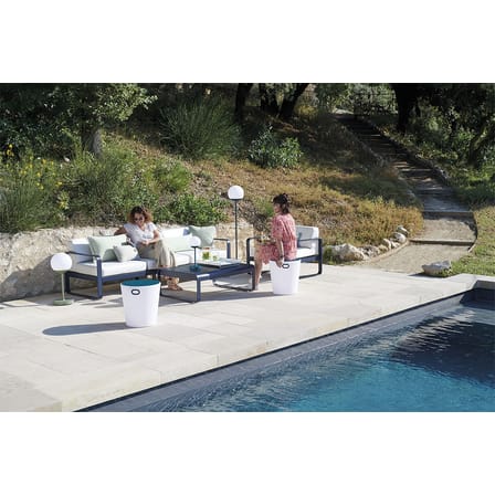 Canapé de jardin 3 places Bellevie métal tissu blanc violet / L 235 cm - Tissu blanc grisé - Fermob