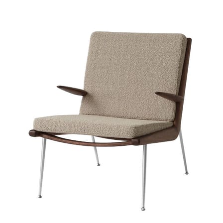 Fauteuil rembourré Boomerang HM2 (1956) tissu beige / Avec accoudoirs - Noyer - &tradition