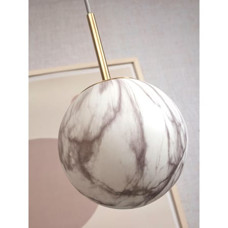Suspension Carrara verre blanc or / Ø 28 cm - Verre effet marbre / Seconde vie - It's about Romi